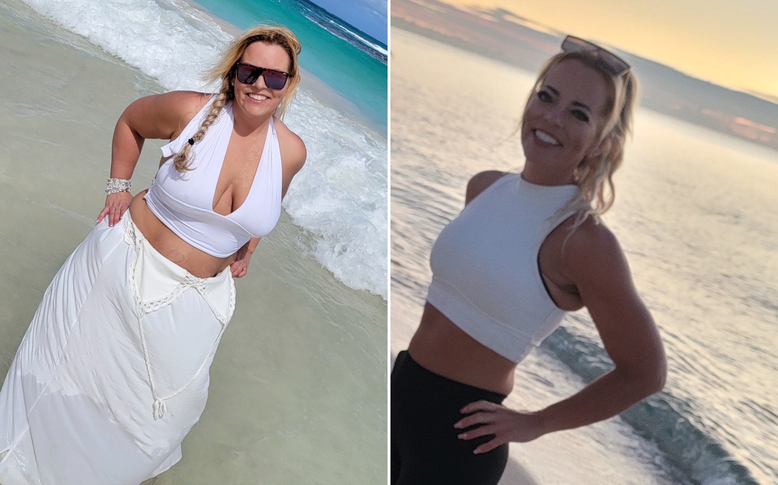 Deborah, founder — before and after her wellness journey